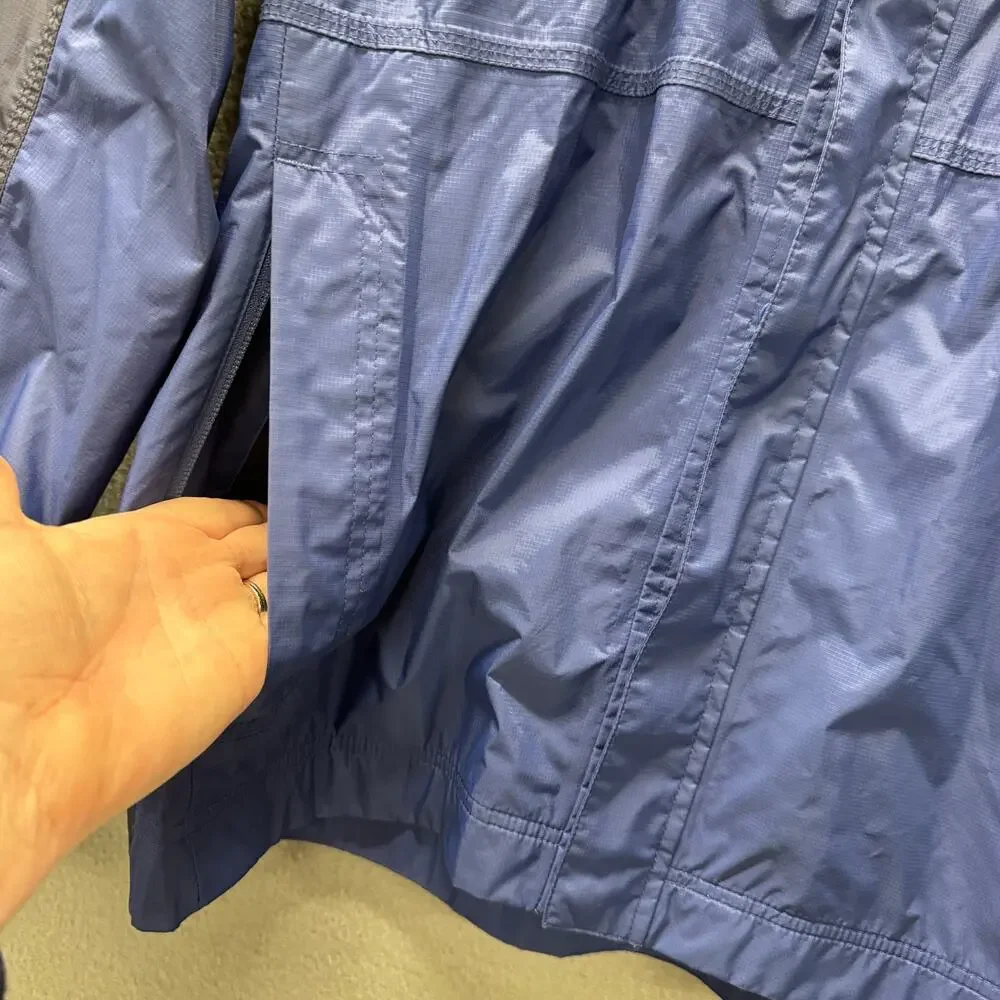 Carhartt Huron Jacket Ripstop Waterproof Nylon Roll Up Hood Full Zip Blue Mens M - Picture 6 of 14